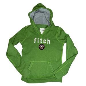 Abercrombie and Fitch green Y2K pull over hoodie spell out logo FITCH youth XL